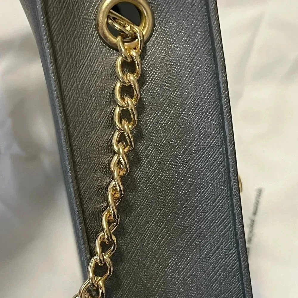 Grey crossbody with gold studs gives a sassy stylish look for a night out - Picture 9 of 11